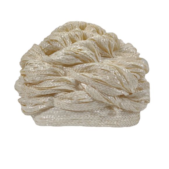 Vintage Miss Gewnn Jr Ivory Braided Raffia Straw Pillbox 50s 60s Union Made - Picture 3 of 11